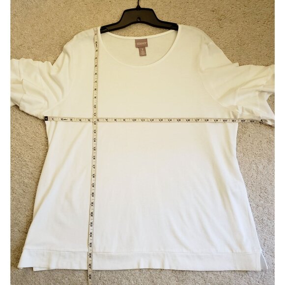 Chico's Cotton Modal Blend White Pullover Ruffle SleeveTunic Top Size L EUC - Picture 6 of 8